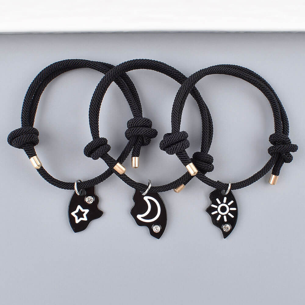 3pcs Sun Moon Star Pizza BFF Bracelets for Besties | Matching Set