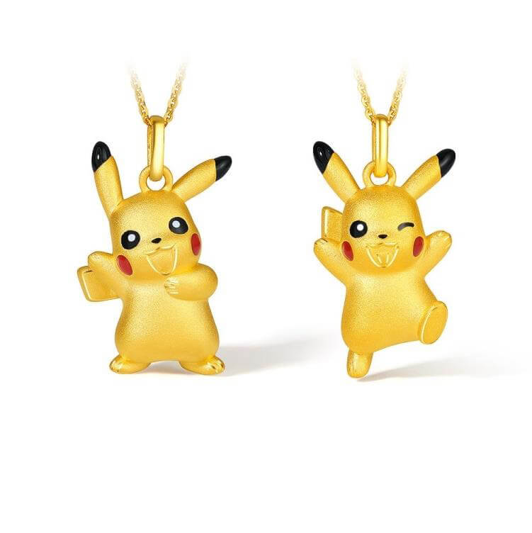 Pikachu Necklace Gold 2pcs