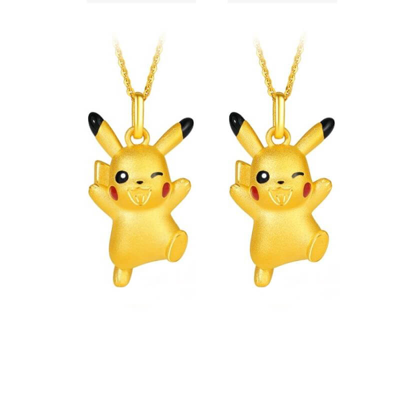 Pikachu Necklace Gold 2pcs