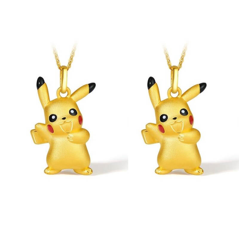 Pikachu Necklace Gold 2pcs