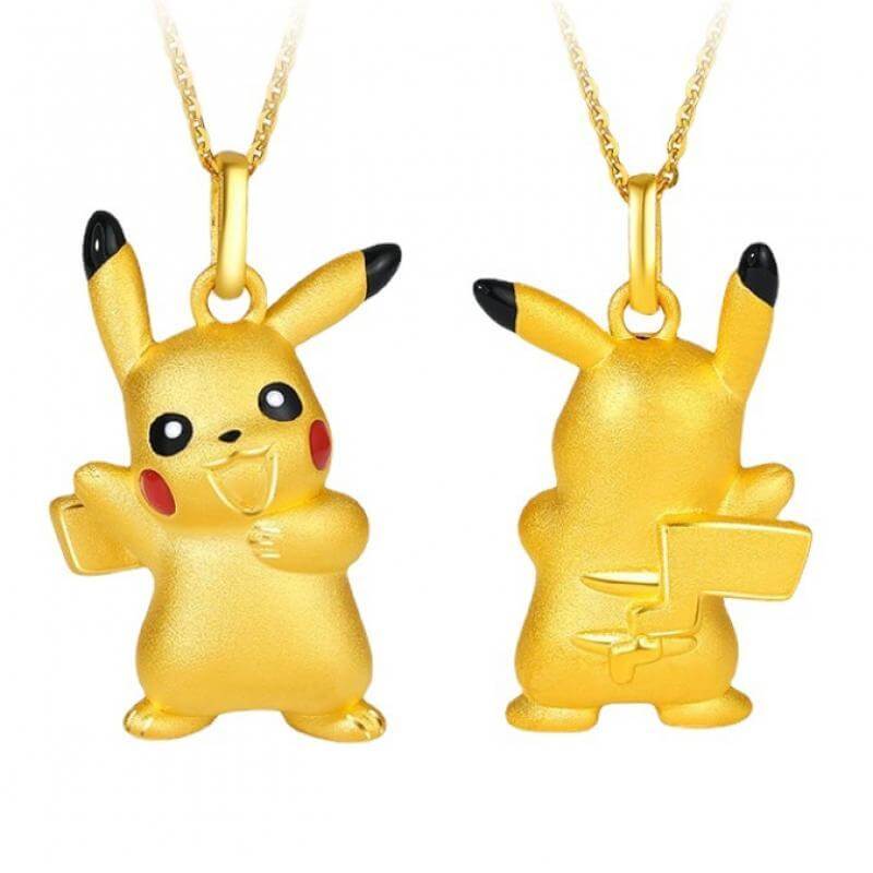 Pikachu Necklace Gold 2pcs