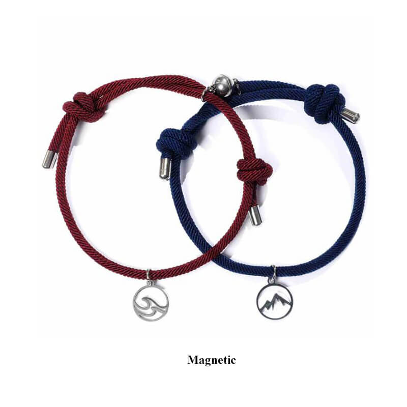 Magnetic Sea & Mountain Couple Bracelet Set